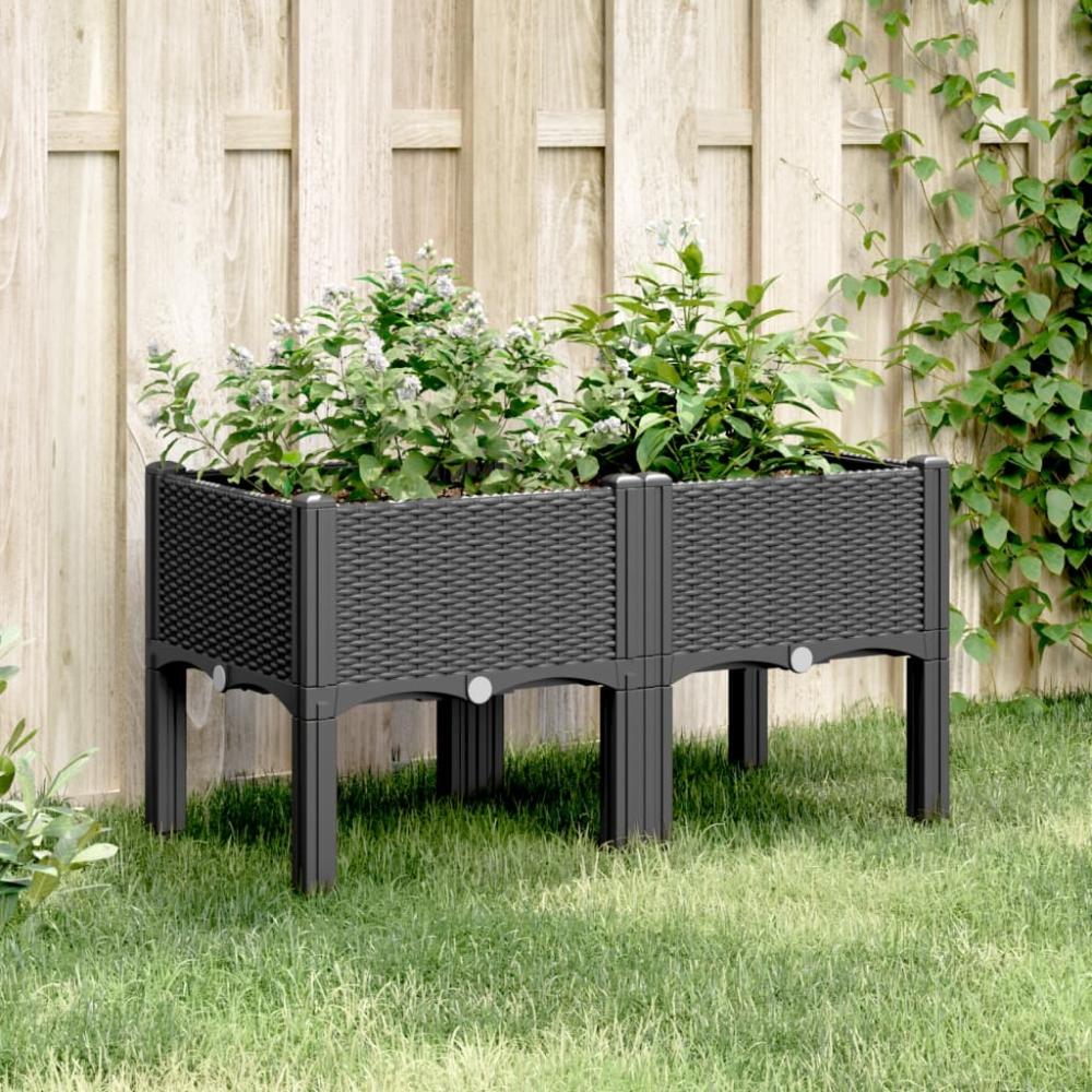 vidaXL Pflanzkasten mit Beinen Schwarz 80x40x42 cm PP 367893 Bild 1