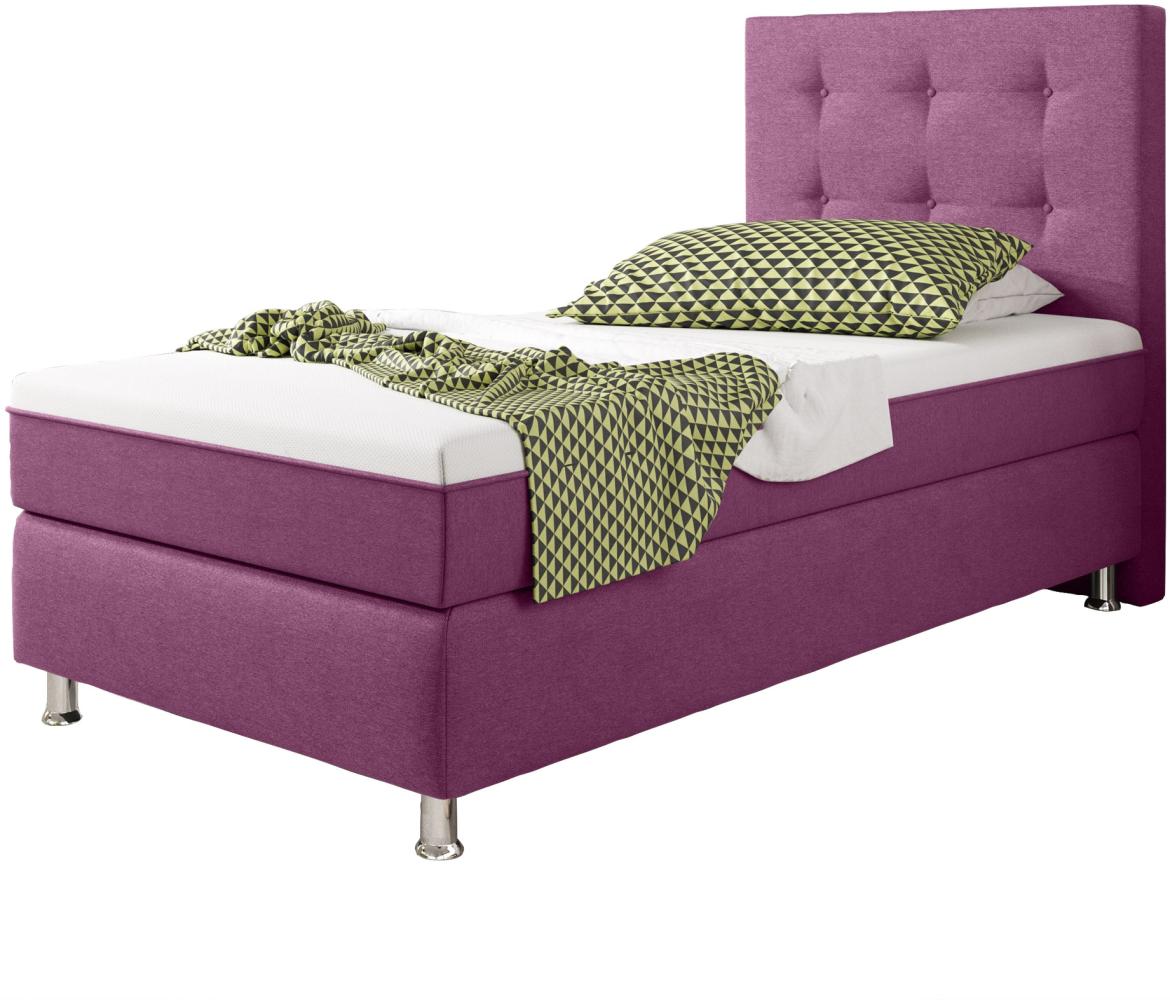 Boxspringbett Köln Plus mit integriertem Topper 90x200 Webstoff Pink Bild 1