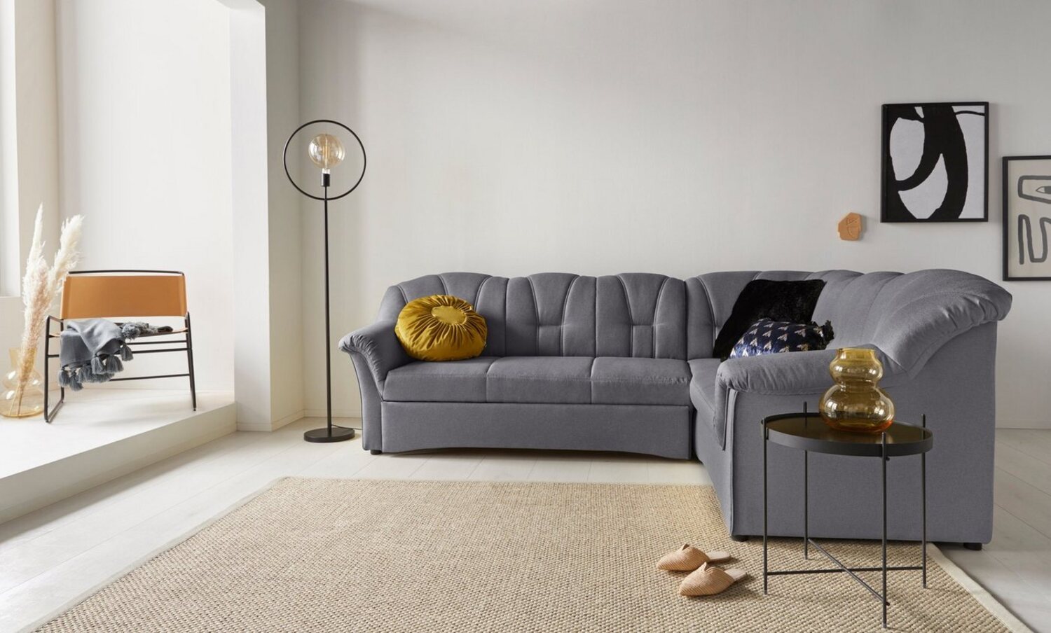 DOMO collection Ecksofa Papenburg B/T/H: 242/190/84 cm L-Form, wahlweise mit Bettfunktion, Langer Schenkel links oder rechts Bild 1