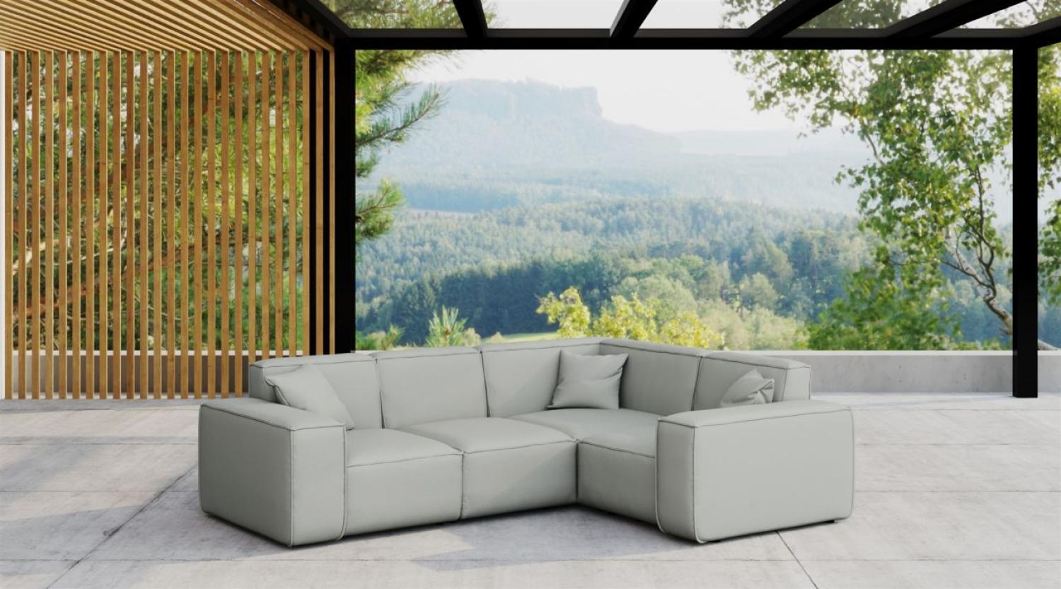 Garten Ecksofa SUMMER wetterfester Stoff NXL Hellgrau kurzer Schenkel Rechts Bild 1