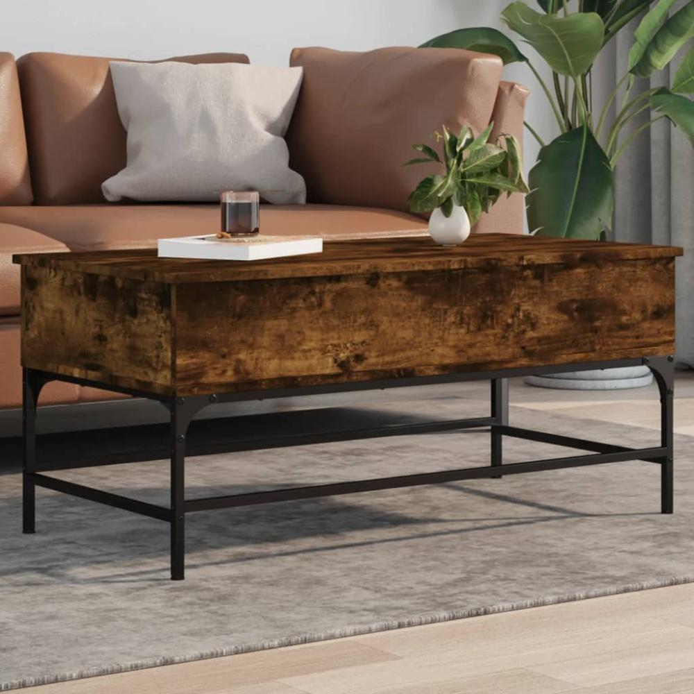 vidaXL Couchtisch Räuchereiche 100x50x45 cm Holzwerkstoff und Metall 845398 Bild 1