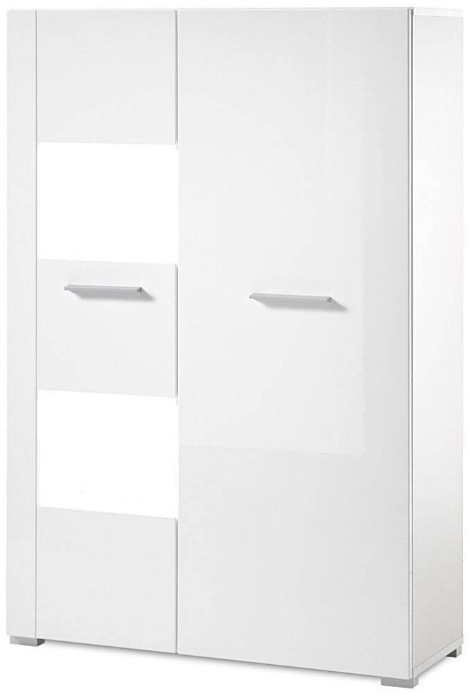 Highboard-Vitrine CLAVI-61 in Hochglanz weiß, LED-Spots, B/H/T ca. : 80/123/35 cm Bild 1