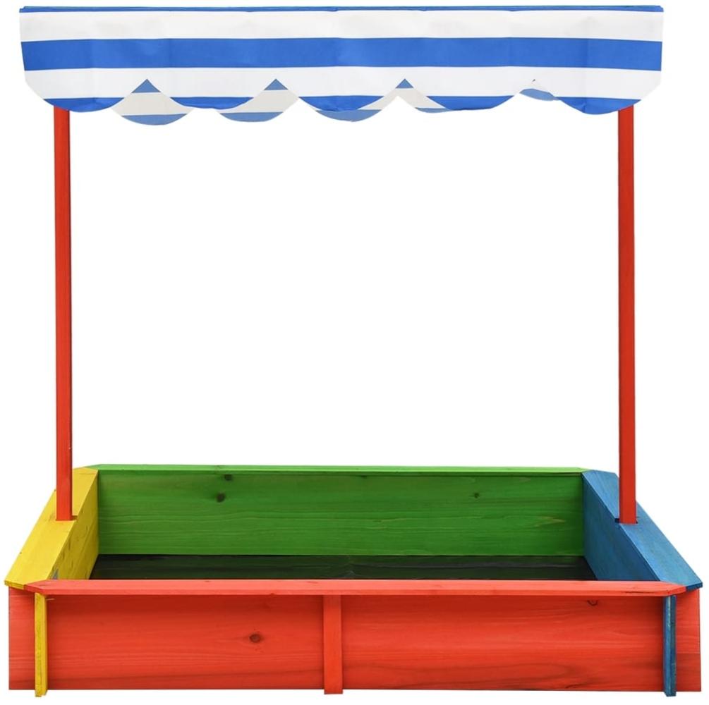 vidaXL Sandkasten mit verstellbarem Dach, Tannenholz bunt, 115 x 115 x 115 cm Bild 1