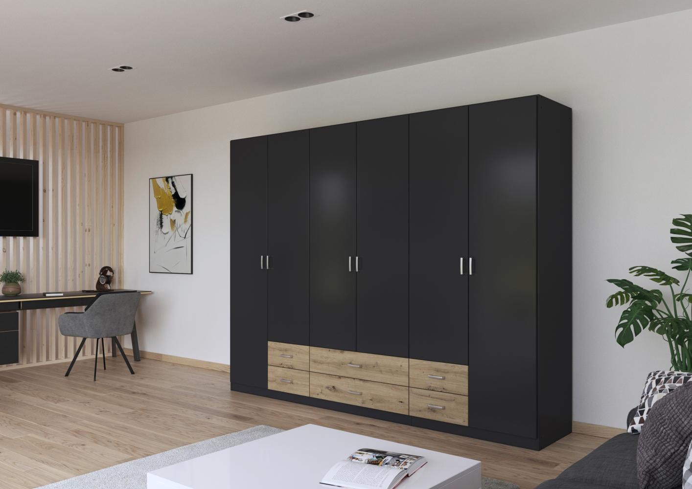 rauch Kleiderschrank, Drehtürenschrank GAMMA, 6-türig, 6 Schubkästen, Grau metallic, 271 x 210 x 54 cm Bild 1