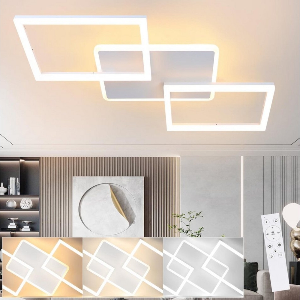 Nettlife LED Deckenleuchte Schlafzimmerlampe mit drei verflochtenen Rahmen, Memory Funktion, LED fest integriert, Warmweiß, Neutralweiß, Kaltweiß, Schlafzimmer Küche Flur Büro Bild 1