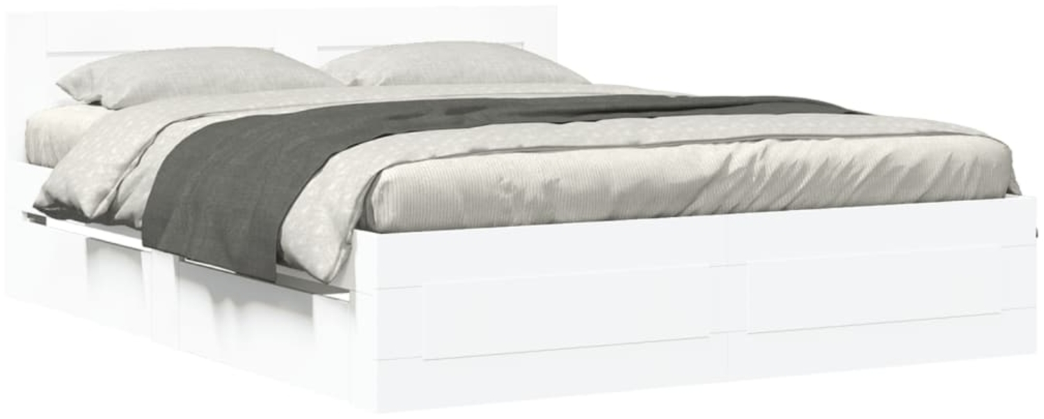 vidaXL Bettgestell mit Kopfteil ohne Matratze Weiß 160x200 cm 3295548 Bild 1