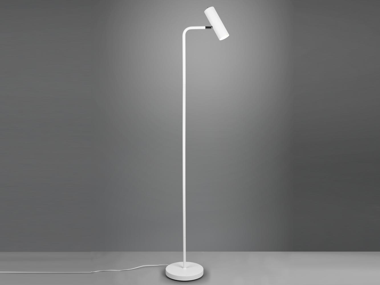 TRIO Leuchten LED Stehlampe, Dimmfunktion, LED wechselbar, Warmweiß, Lampenschirm schwenkbar, schmal-e Stand Leselampe Weiß Höhe 151cm Bild 1