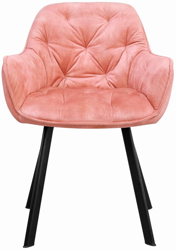 2er-Set Armlehnstuhl Metall Polyester Schwarz Rosa Bild 1