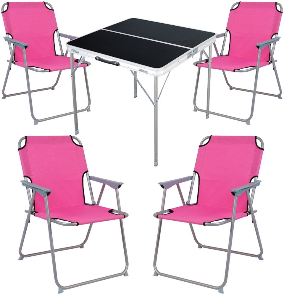 5-teiliges Campingmöbel Set Alu L80xB80xH70cm Pink Bild 1