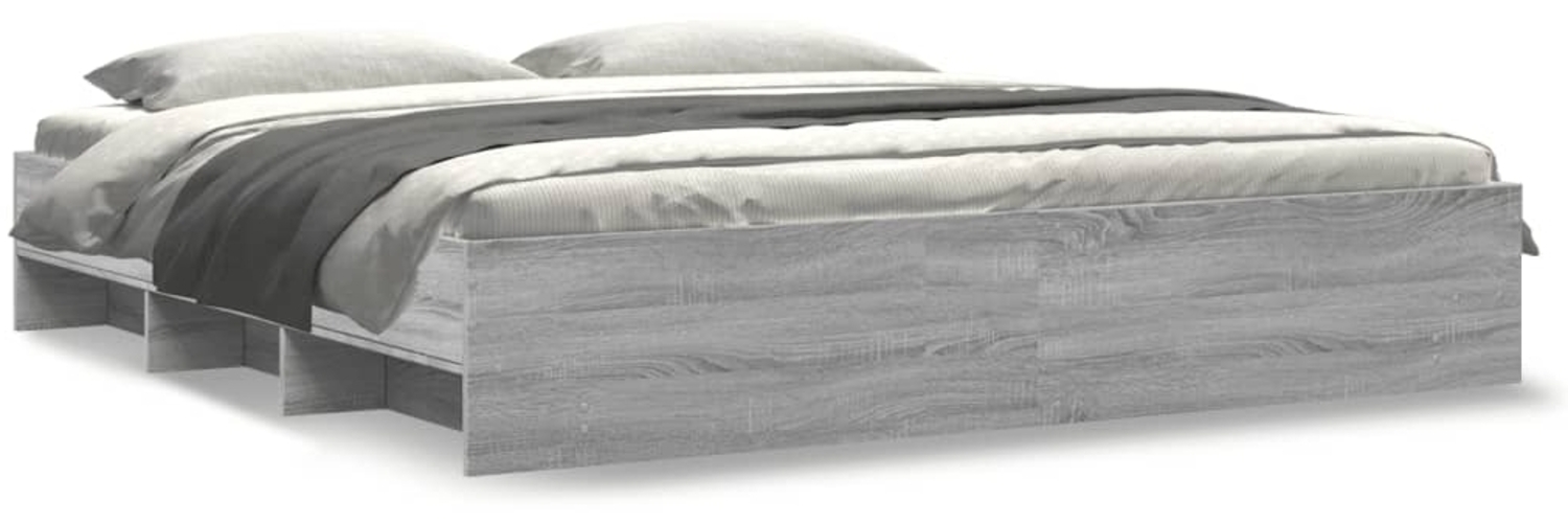 vidaXL Bettgestell Grau Sonoma 200x200 cm Holzwerkstoff 3295630 Bild 1