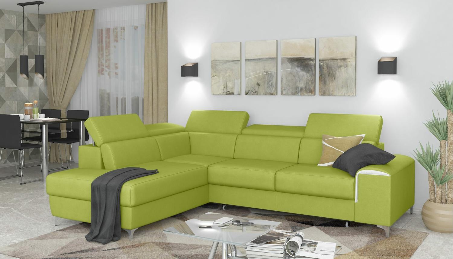 Stylefy Caio Ecksofa Grün Kunstleder Bild 1