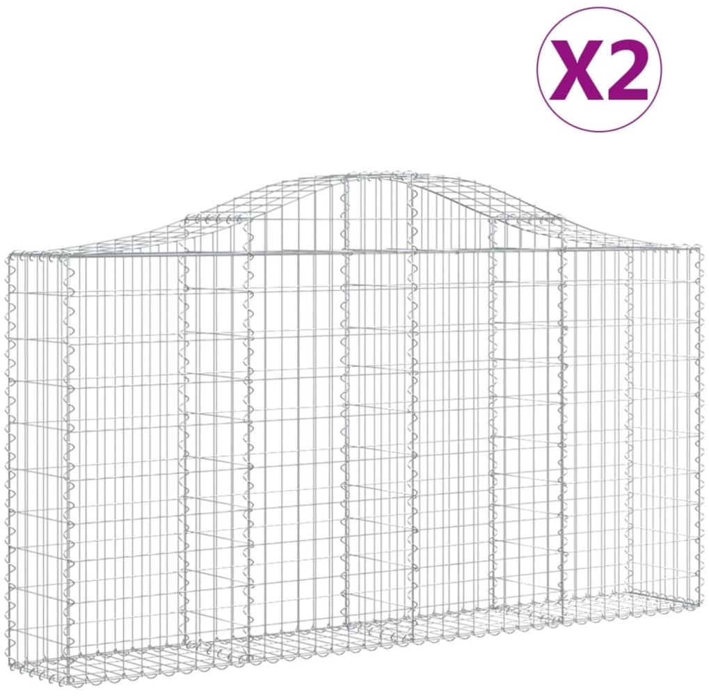 vidaXL Gabionen mit Hochbogen 2 Stk. 200x30x100/120cm Verzinktes Eisen 3145430 Bild 1