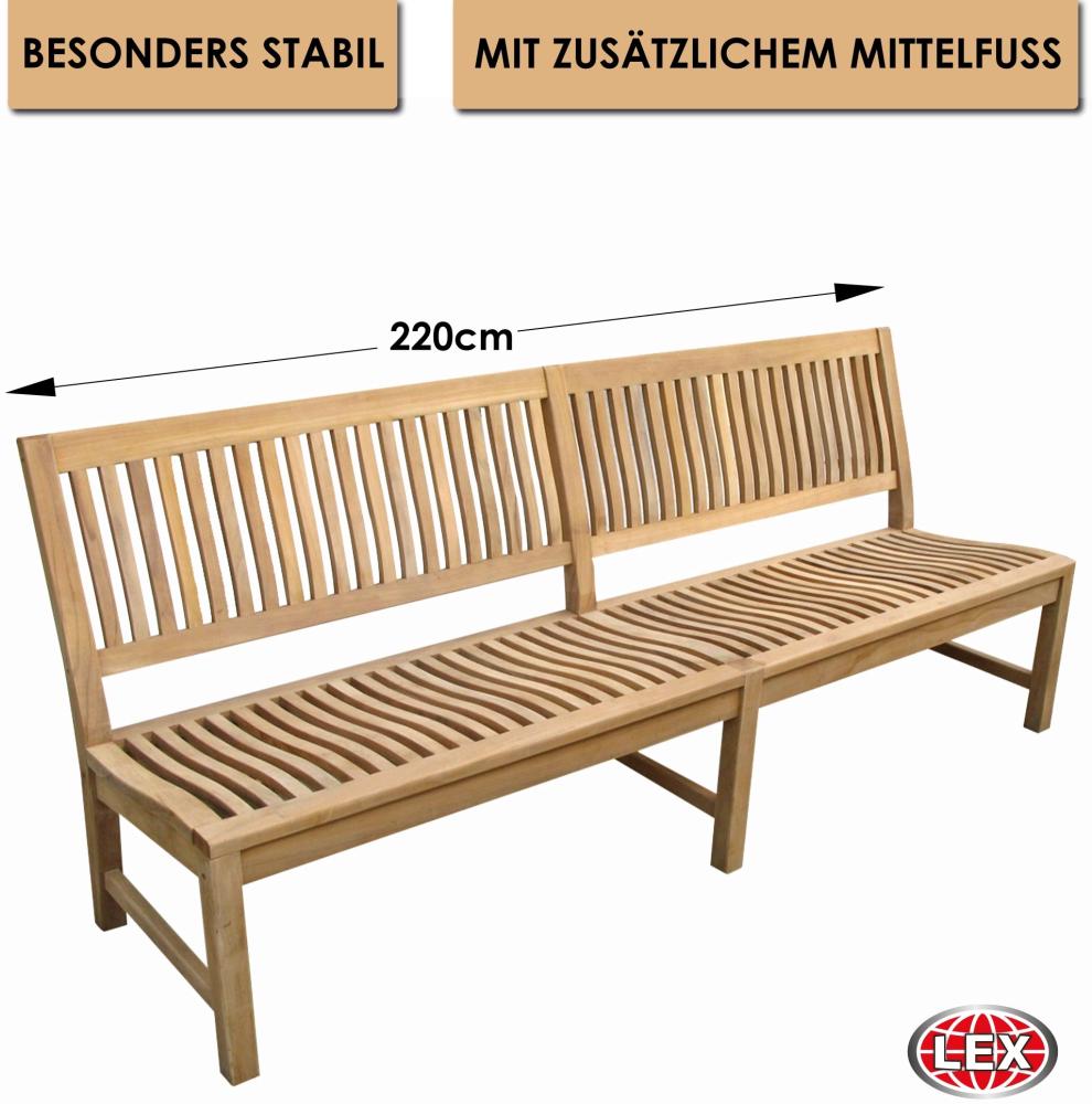 Premium Teak Gartenbank Kingsbury Teakbank Parkbank Teakbank nachhaltig 220cm Bild 1