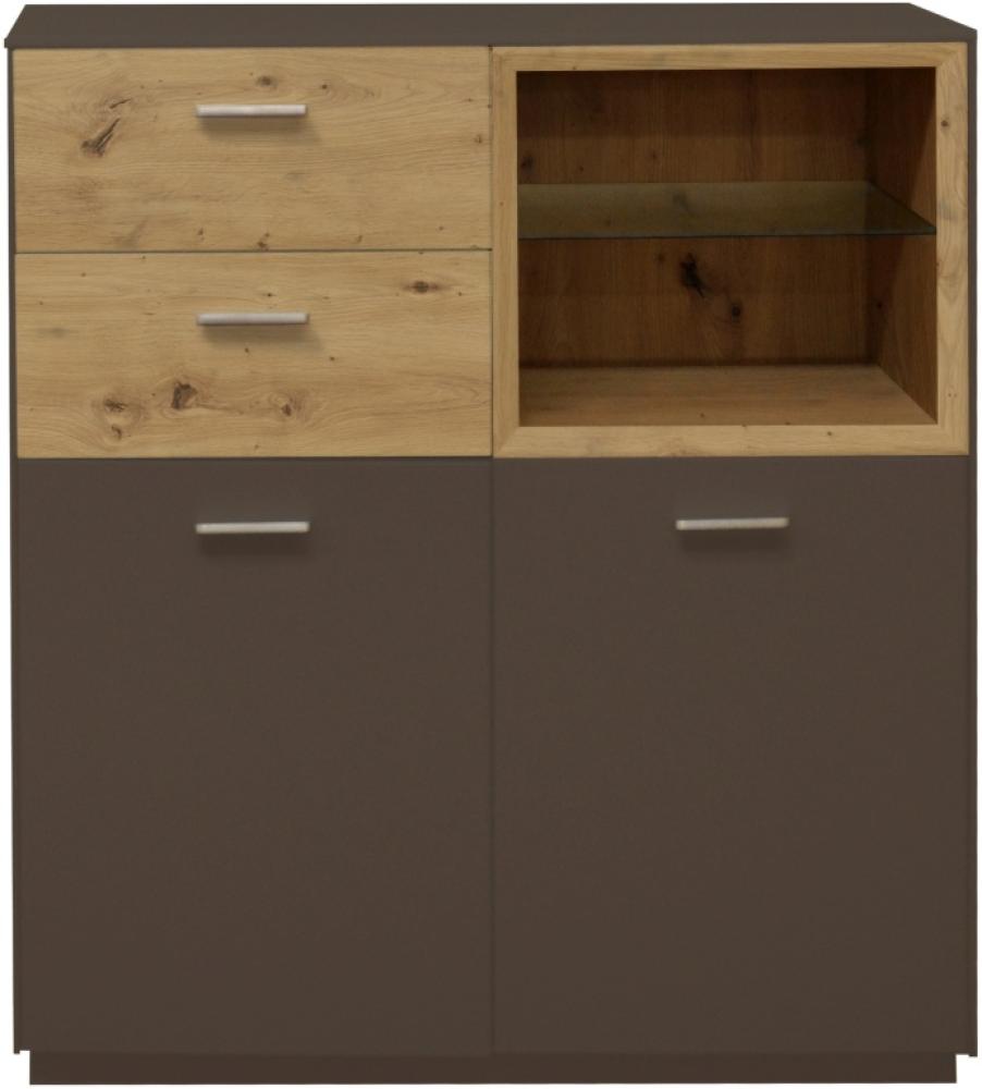 Kommode, Highboard 'FRAME' Lava matt/ Asteiche, ca. ca. 99x110cm Bild 1