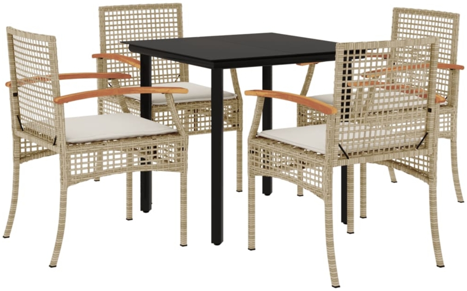 vidaXL 5-tlg. Garten-Essgruppe mit Kissen Beige Poly Rattan 3213632 Bild 1