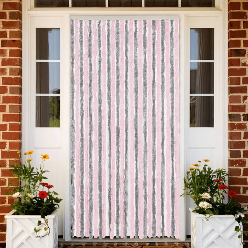 vidaXL Fliegenvorhang Silbergrau und Rosa 100x230 cm Chenille 377366 Bild 1