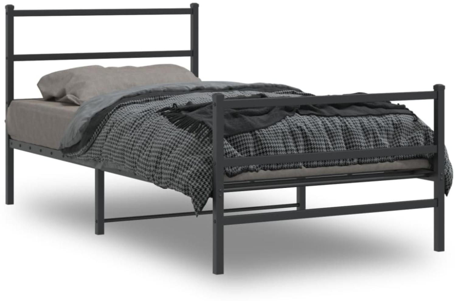 vidaXL Bettgestell mit Kopf- und Fußteil Metall Schwarz 107x203 cm 355379 Bild 1