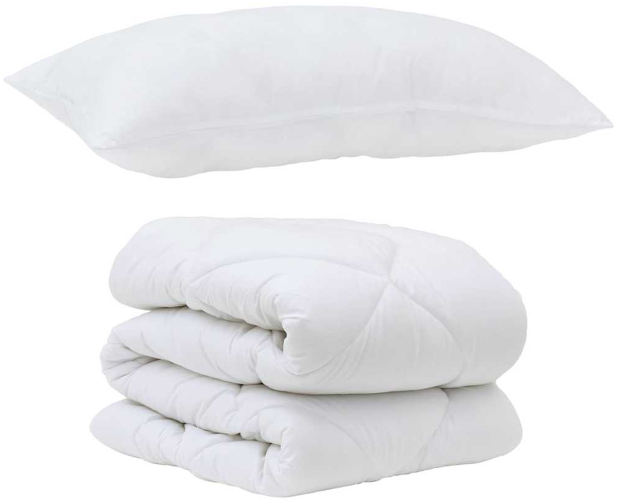 vidaXL Bettdecke mit Kissen 2 pcs Weiß Mikrofaser 3376629 Bild 1