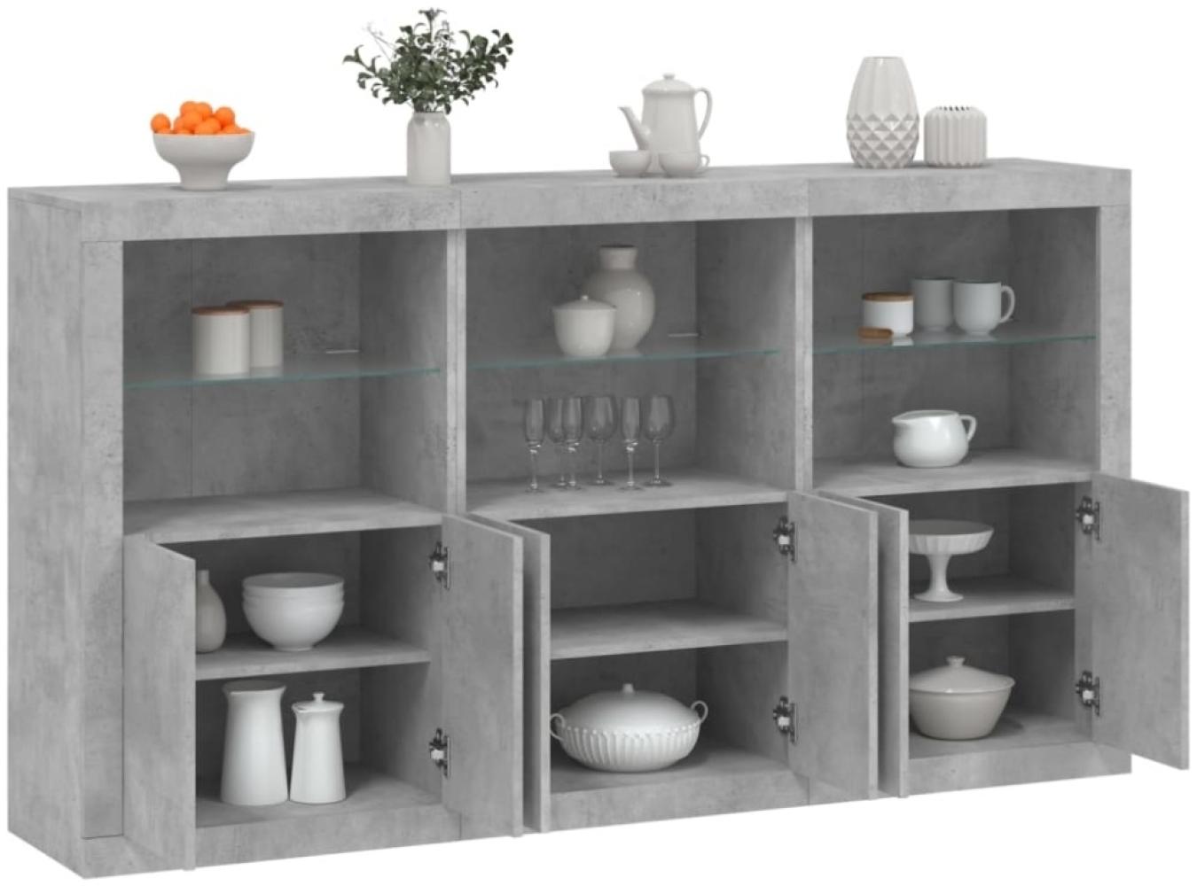 vidaXL Sideboard mit LED-Leuchten Betongrau 181,5x37x100 cm 3209152 Bild 1