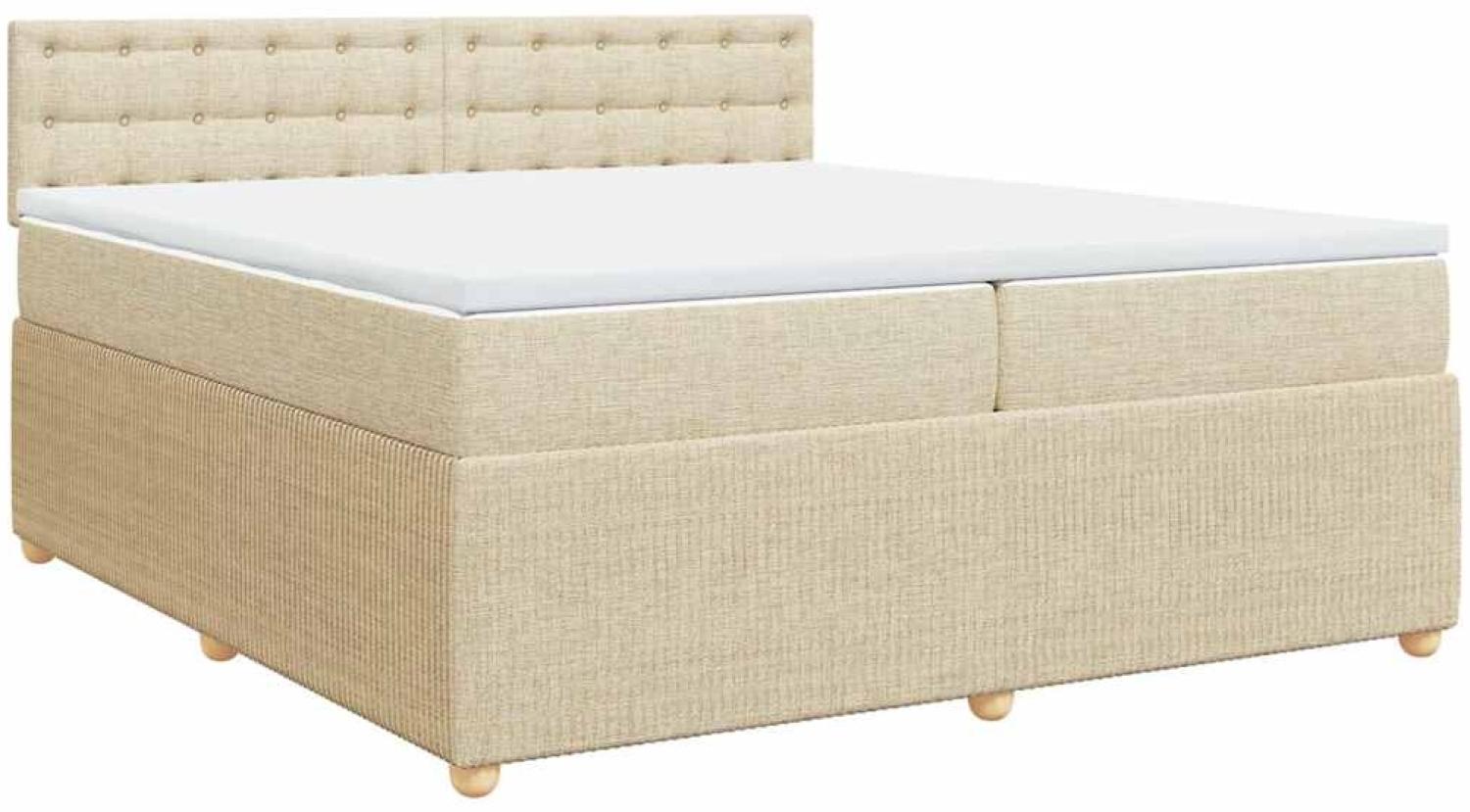 vidaXL Boxspringbett mit Matratze Creme 200x200 cm Stoff 3287582 Bild 1