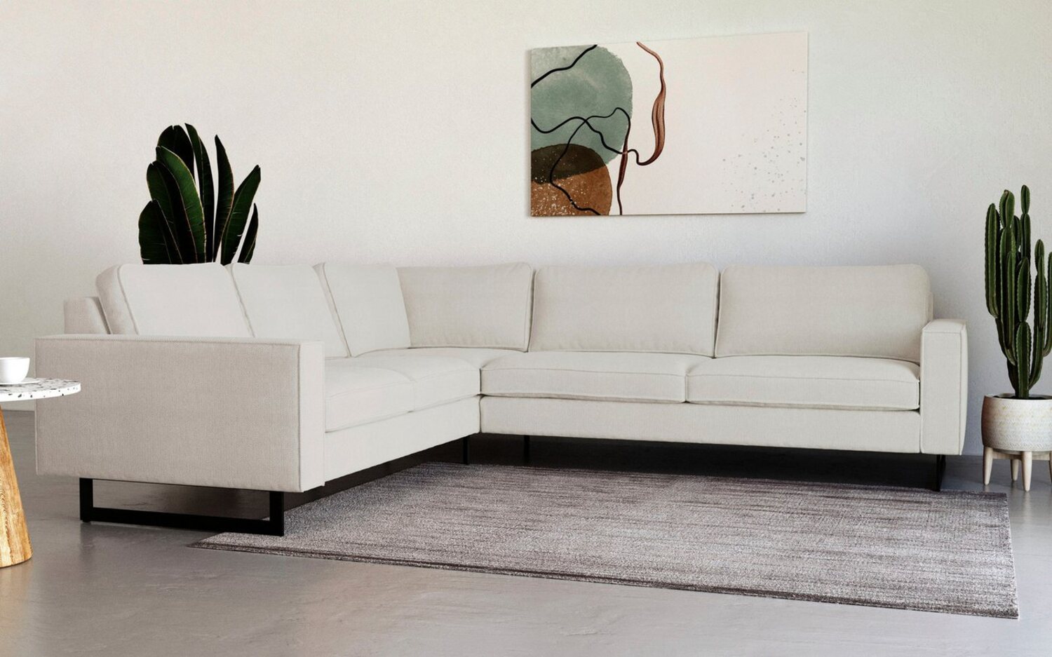 Places of Style Ecksofa Pinto, 250/290 cm, langer Schenkel, XXL, Ottomane, Cord, Feincord, Luxus-Microfaser Leder und Chenille Bild 1