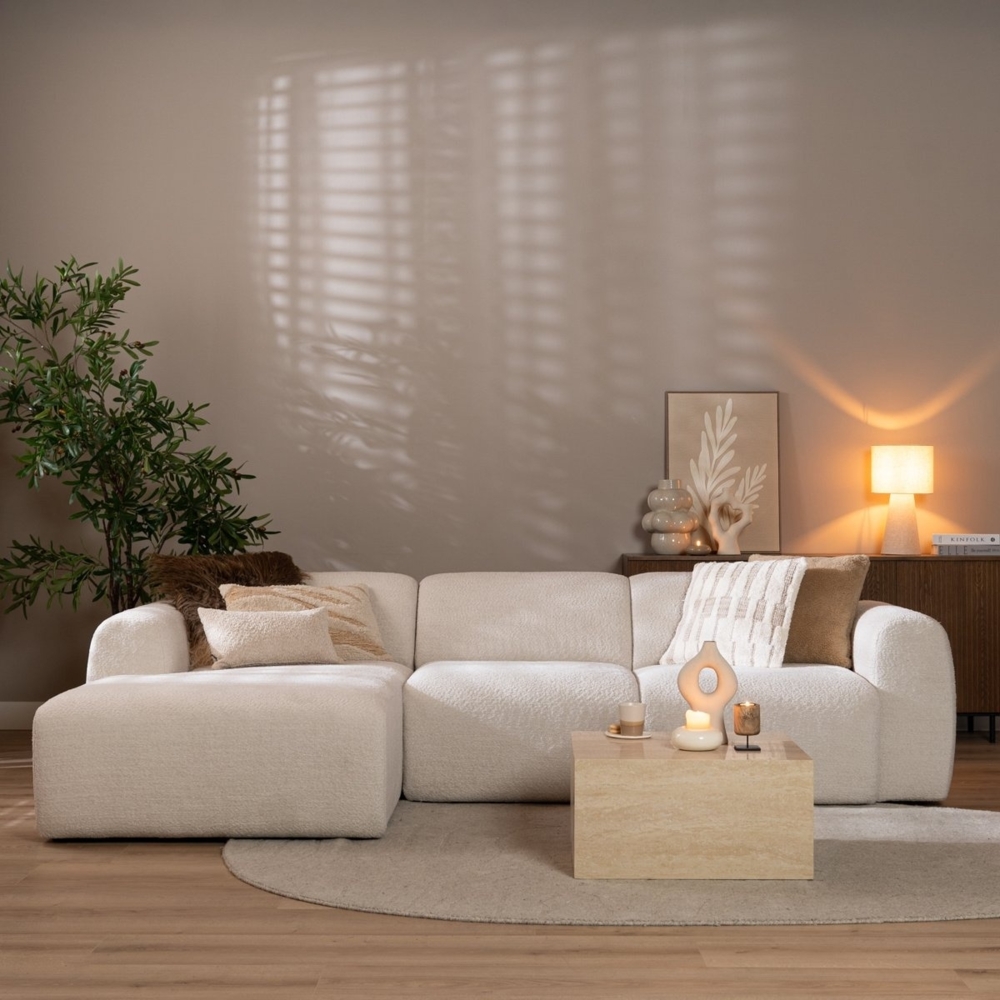 Bronx71 Ecksofa Maine Bouclé off white links Bild 1