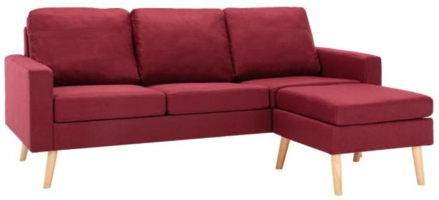 vidaXL 3-Sitzer-Sofa mit Hocker Weinrot Stoff 288730 Bild 1