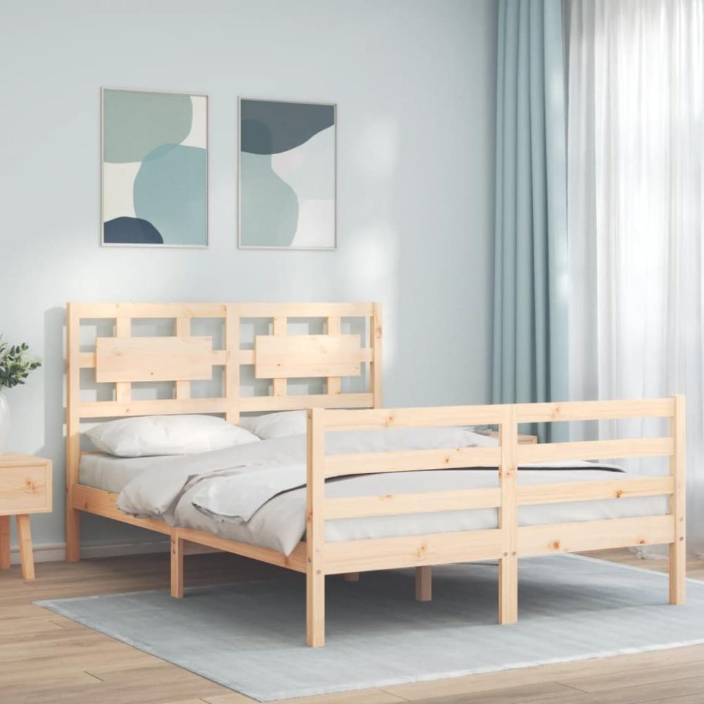 vidaXL Massivholzbett mit Kopfteil 140x190 cm 3194421 Bild 1