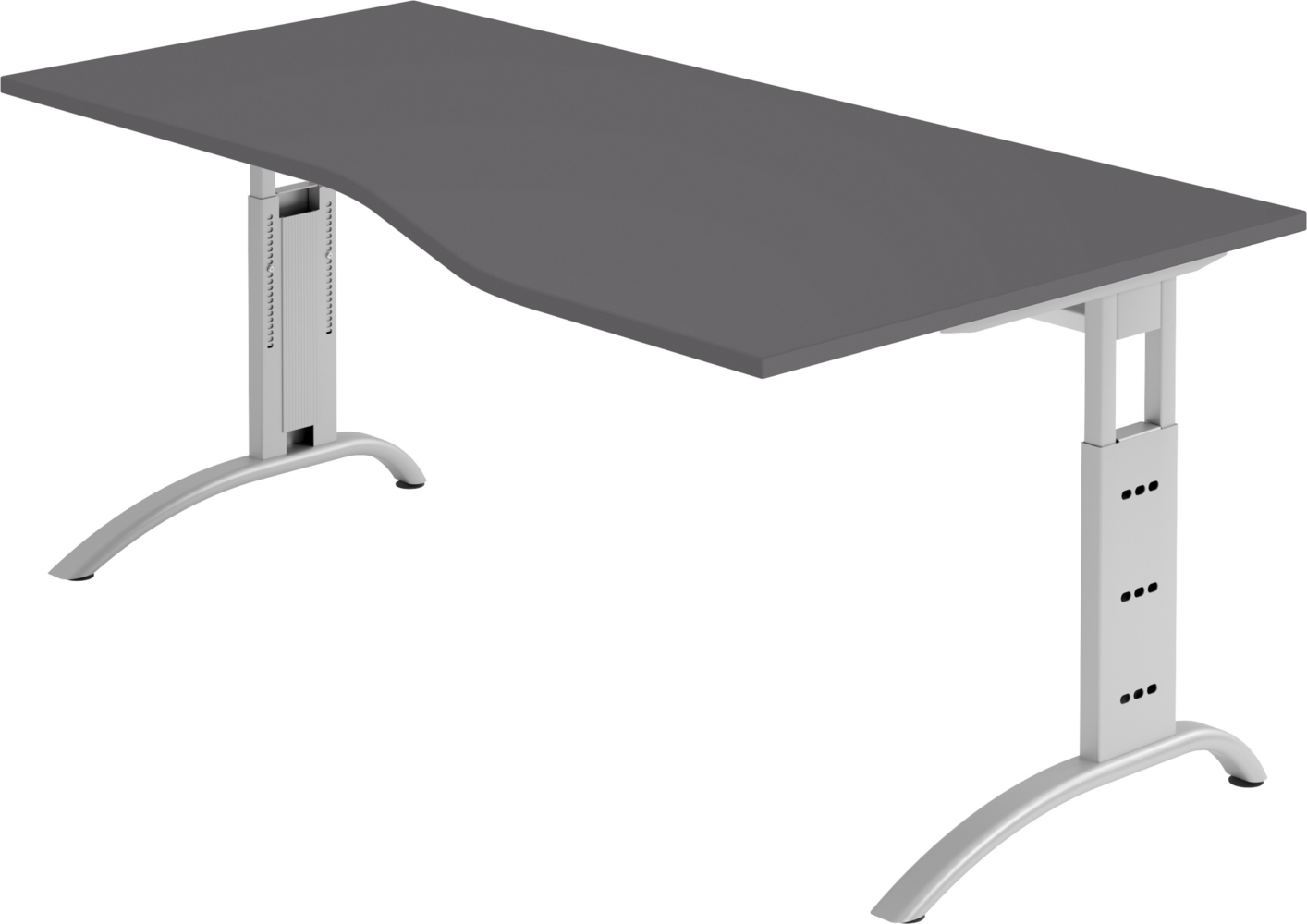 bümö manuell höhenverstellbarer Schreibtisch 180x100 cm in graphit - PC Tisch höhenverstellbar & groß, höhenverstellbarer Tisch Büro, großer Computertisch verstellbar, F-Serie, FS-18-G-S Bild 1