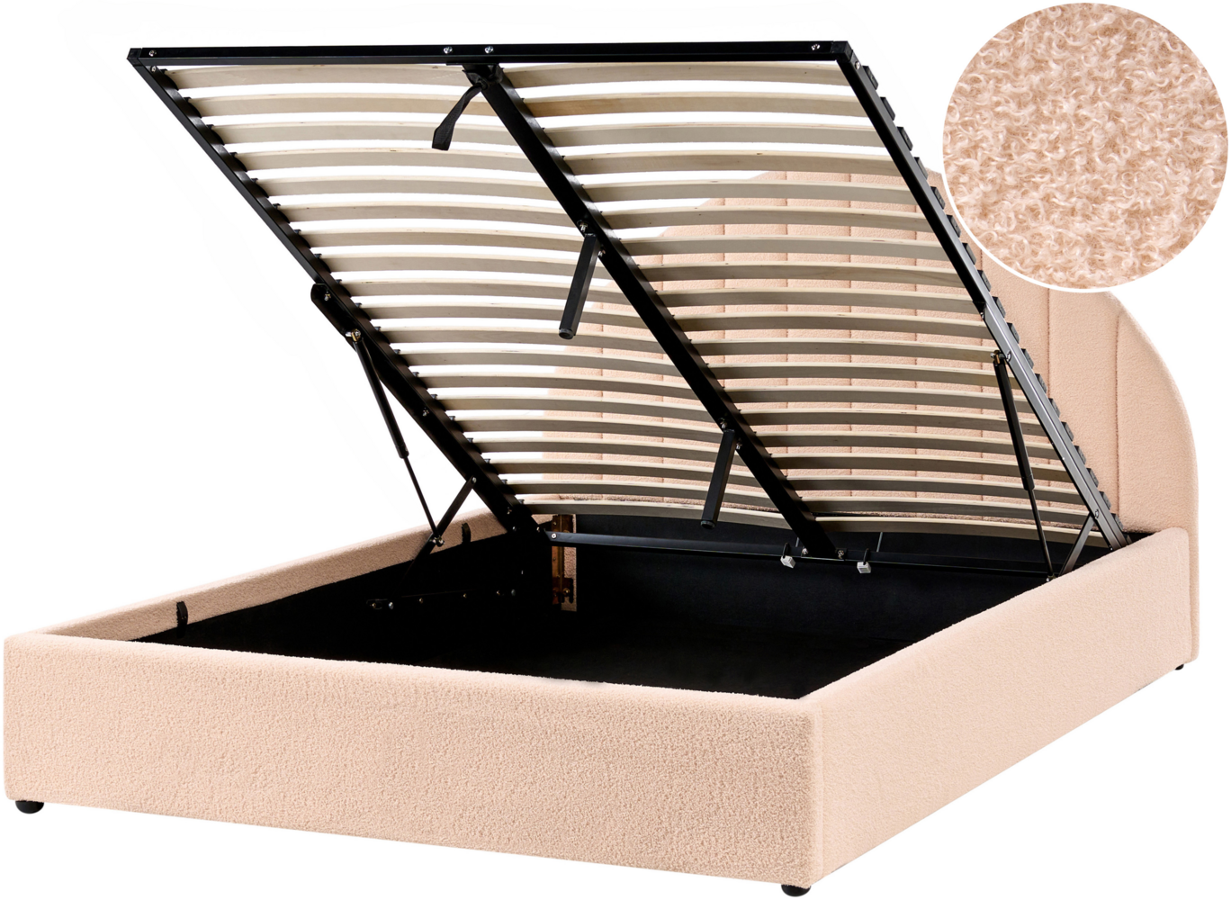 Bett mit Stauraum Bouclé CHADENET 140 x 200 cm Pfirsichrosa Bild 1