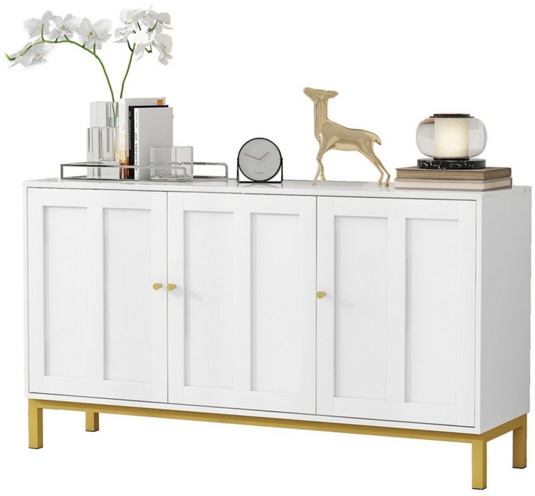 Yorbay Sideboard Stilvolles elegantes 3-türiges Beistellschrank, mit Marmor-Tischplatte für Küche, Wohnzimmer und Esszimmer Bild 1