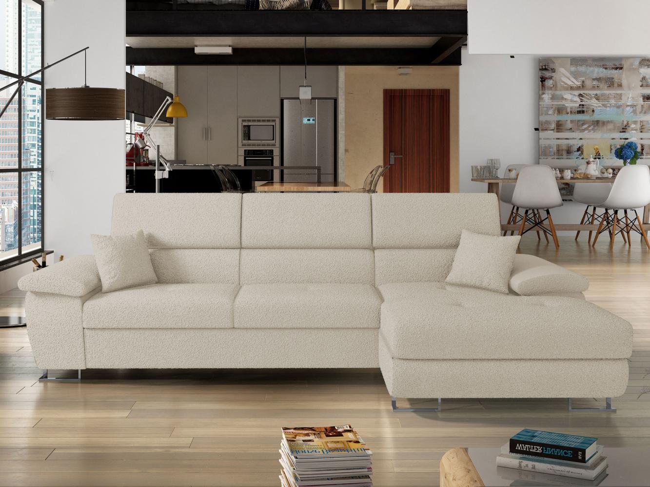 Ecksofa Cotere Mini Premium mit Schlaffunktion und Bettkasten (Farbe: Abriamo 03, Seite: Rechts) Bild 1