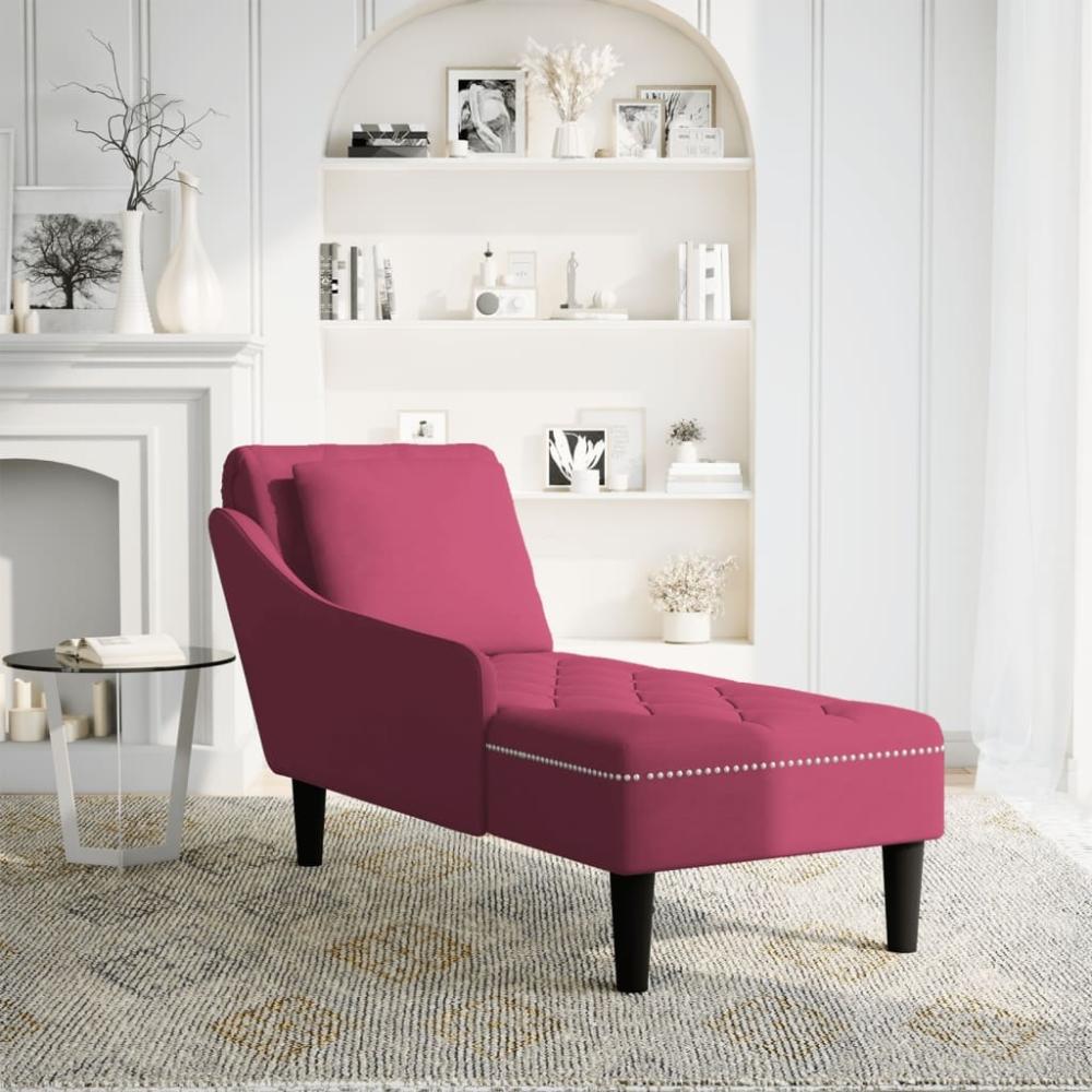 vidaXL Chaiselongue mit Kissen und Rechter Armlehne Weinrot Samt 4009776 Bild 1