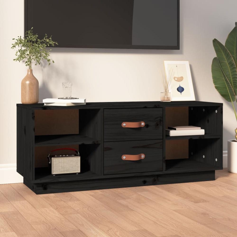 vidaXL TV-Schrank Schwarz 100x34x40 cm Massivholz Kiefer 818229 Bild 1