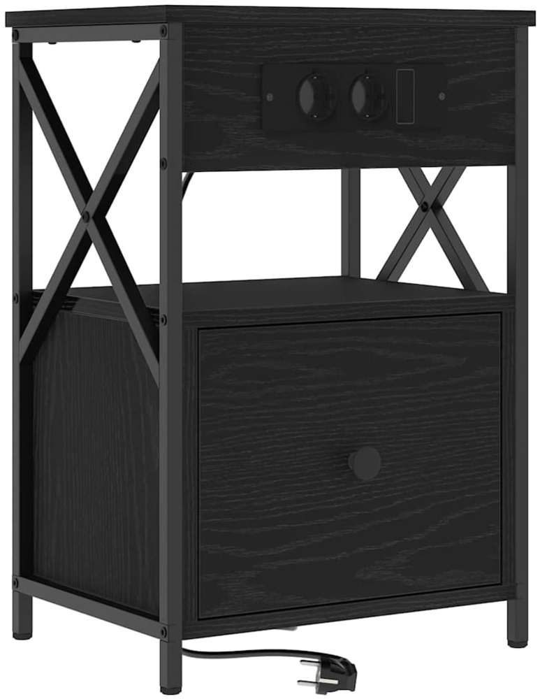 vidaXL Nachttisch Schwarz Eichen-Optik 40 x 31 x 60 cm Holzwerkstoff 859490 Bild 1