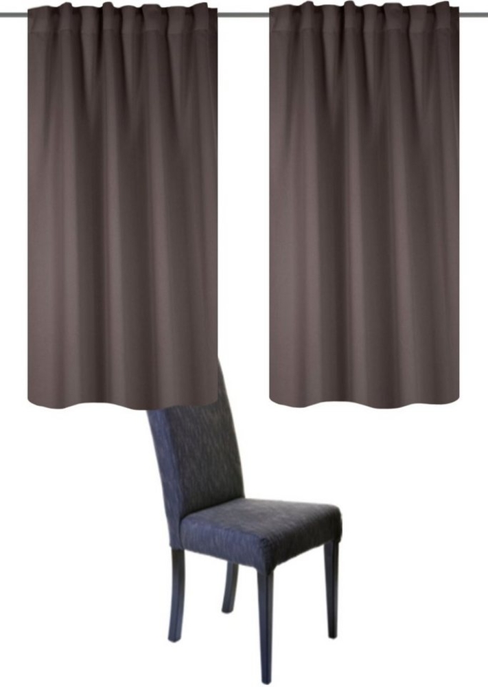 HOME WOHNIDEEN Blacky 2Er Set 145 x 140 cm 2x Verdunklungsschal inkl. 1x Bügelband Stein Bild 1