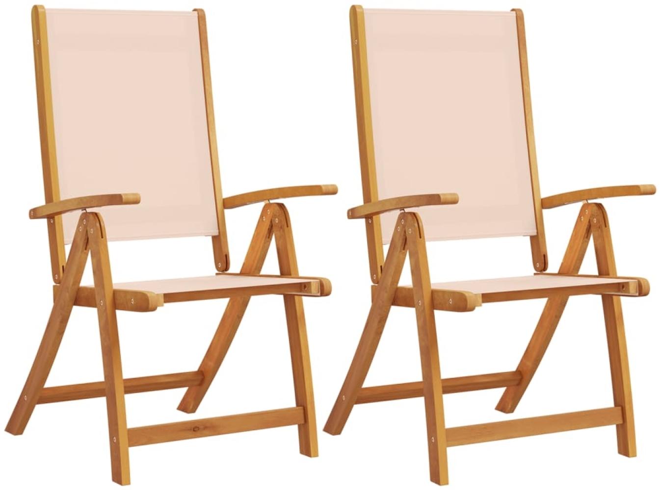 vidaXL Gartenstühle 2 Stk. Klappbar Massivholz Akazie und Textilene 4008420 Bild 1