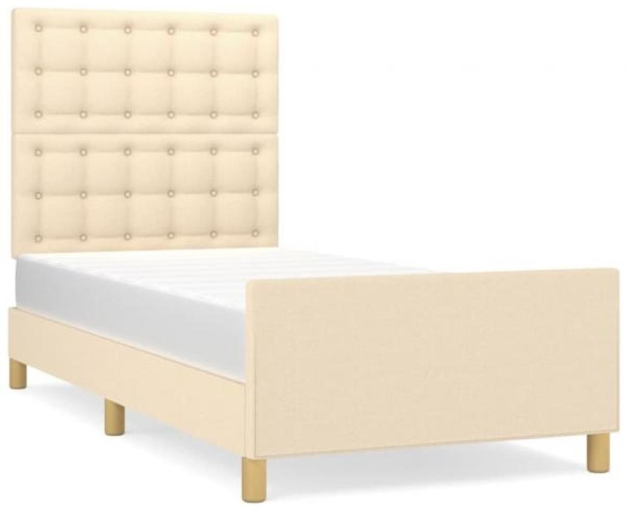 Einzelbett mit Kopfteil Stoff Creme 90 x 190 cm Bild 1