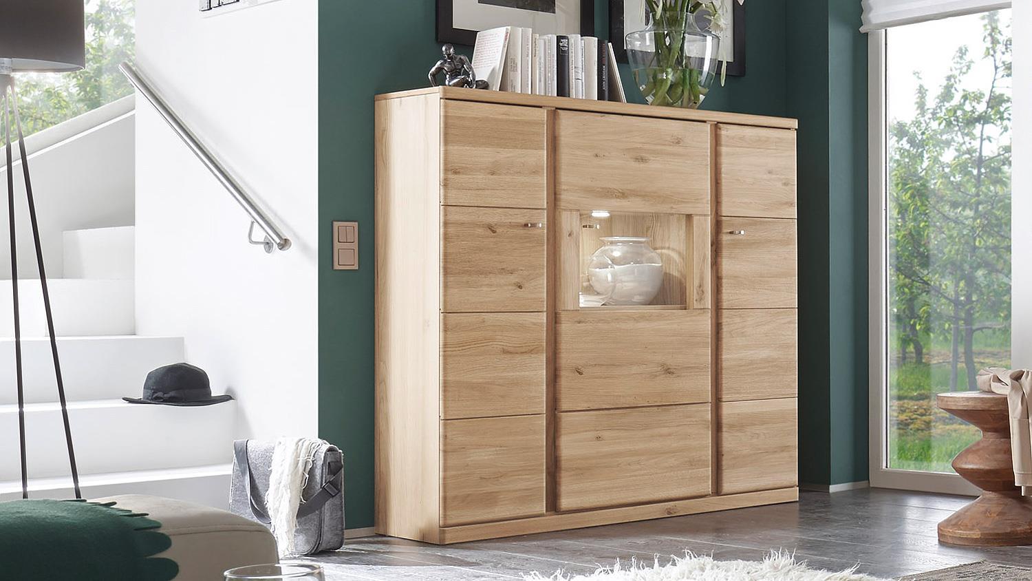 Highboard 1 TERANO in Wildeiche bianco teilmassiv Bild 1