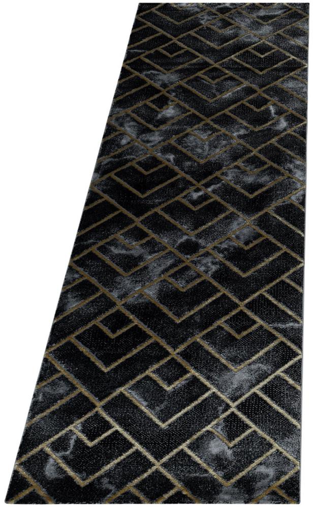 Kurzflor Teppich Nauro Läufer - 80x250 cm - Goldfarbe Bild 1