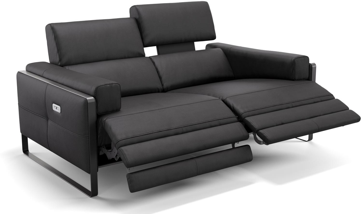 Sofanella 2-Sitzer MILO Ledercouch Ledersofa italienisch in Schwarz Bild 1