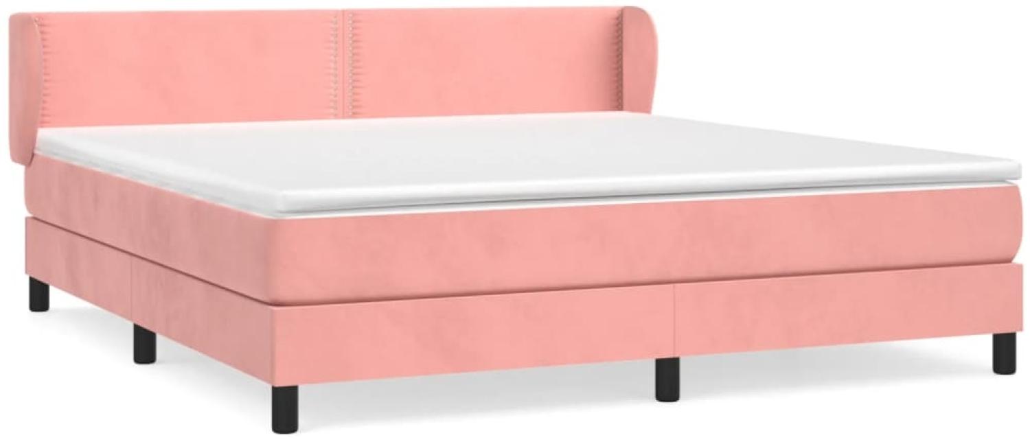 vidaXL Boxspringbett mit Matratze Rosa 160x200 cm Samt 3127444 Bild 1
