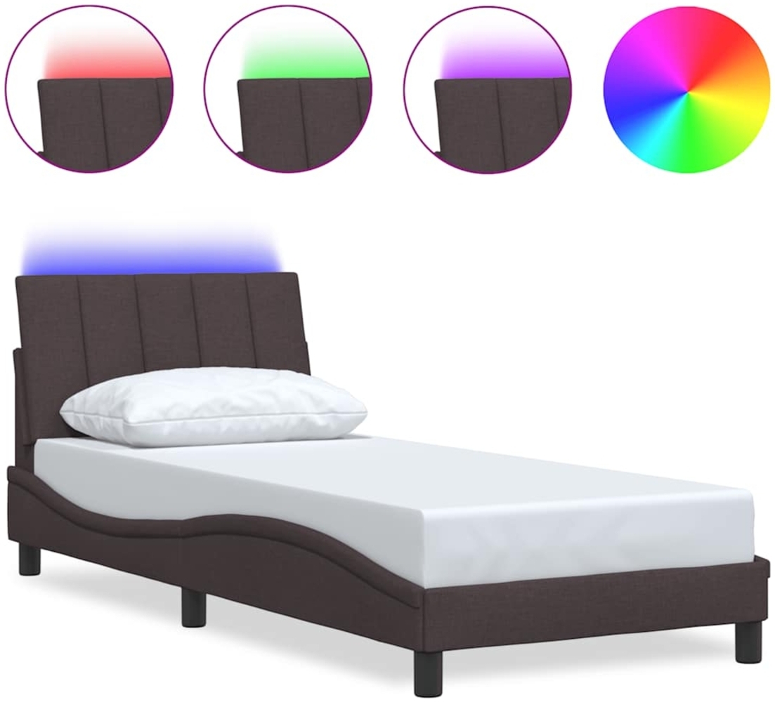 vidaXL Bettgestell ohne Matratze "Hanko" Dunkelbraun 80x200 cm Stoff 3310422 Bild 1