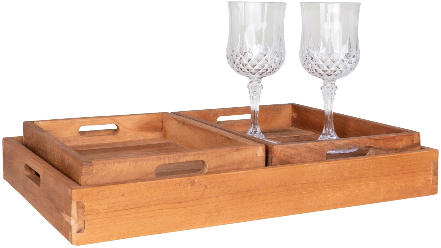 Tablett, Teakholz, natur, 3er-Set Bild 1