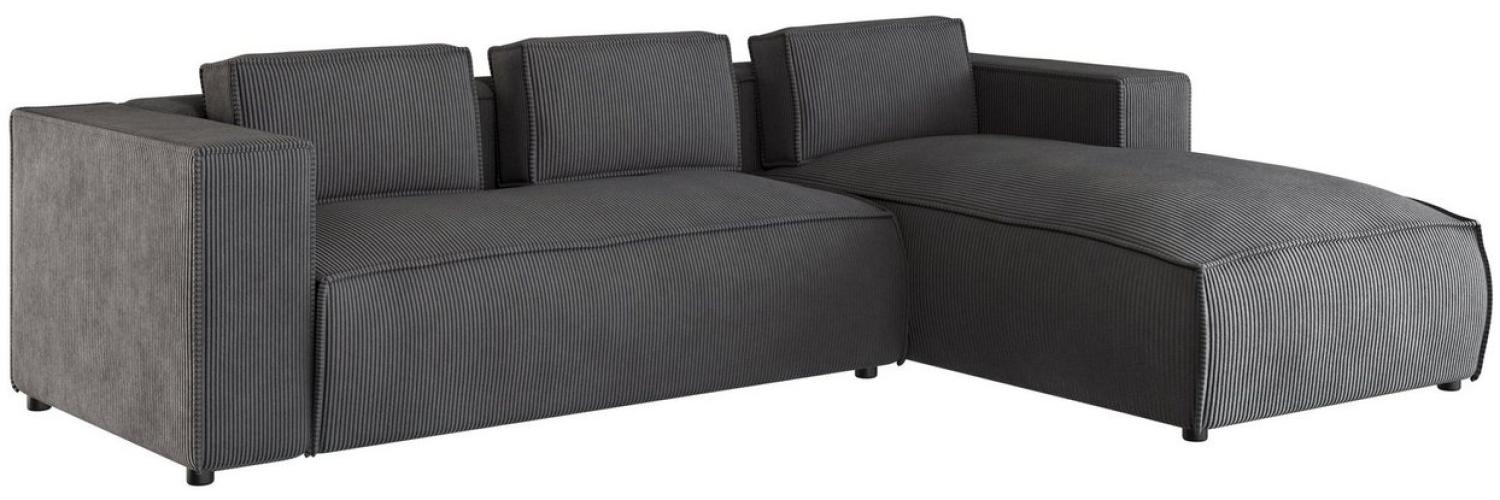 S-Style Möbel Ecksofa Renne aus Cord mit Ottomane und weichem Sitz, Ottomane links oder rechts bestellbar 2 Teile, mit Wellenfederung Bild 1