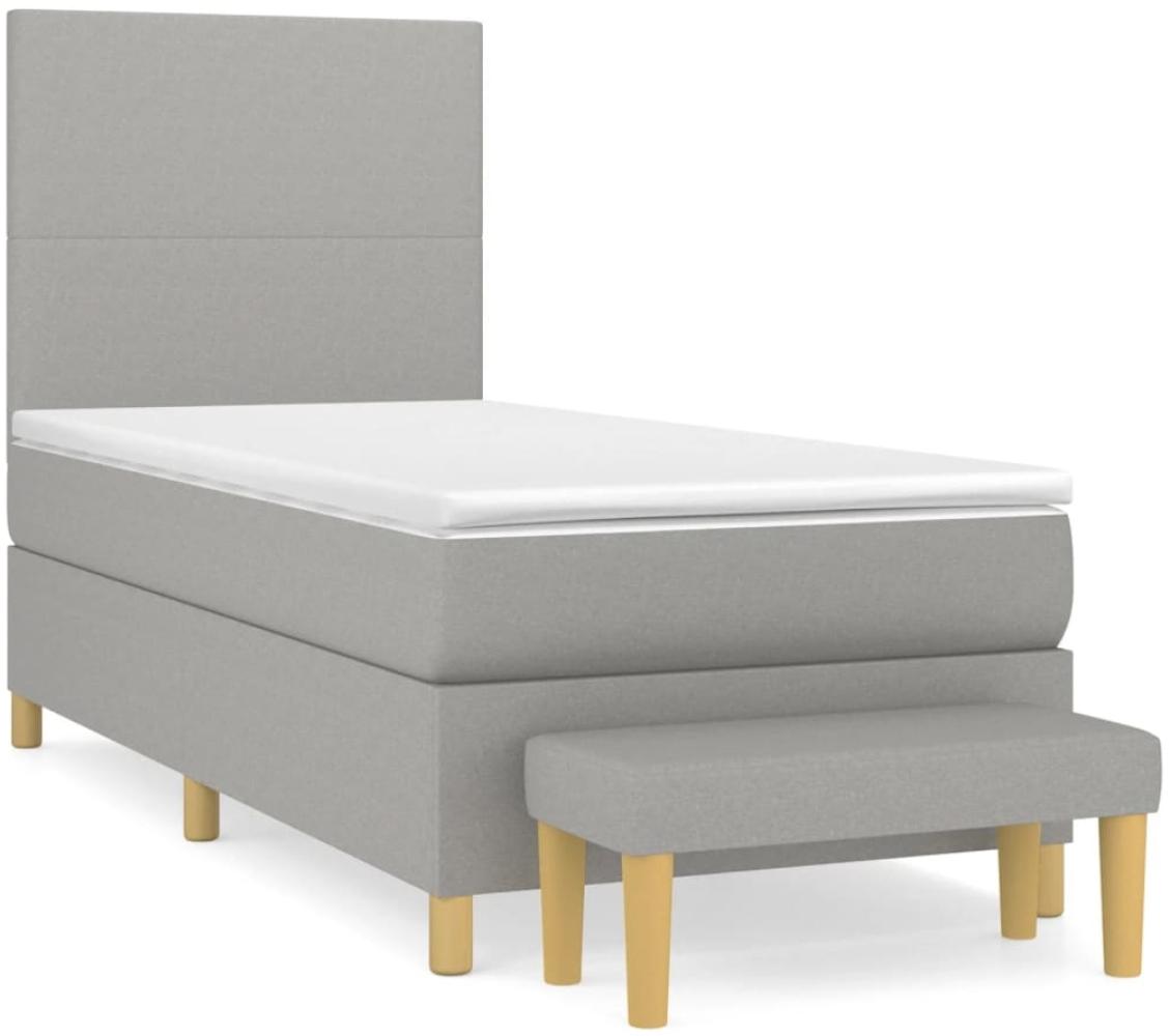 vidaXL Boxspringbett mit Matratze Hellgrau 100x200 cm Stoff 3136973 Bild 1