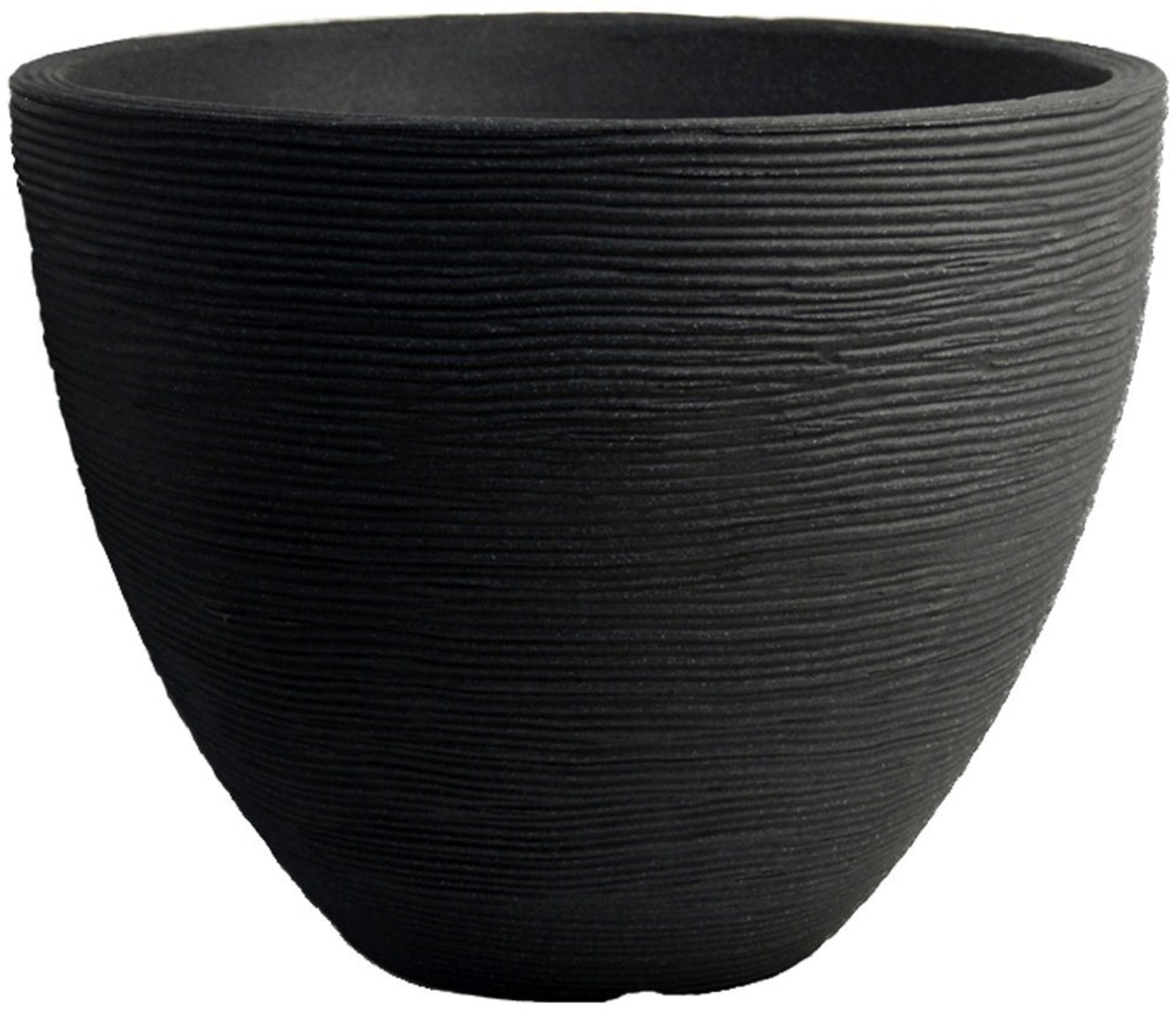 Spetebo Blumentopf Rillen Blumenkübel M rund 39 x 31 cm anthrazit (Stück, 1 St, Blumenkübel rund), Großer runder Pflanztopf aus Kunststoff Bild 1