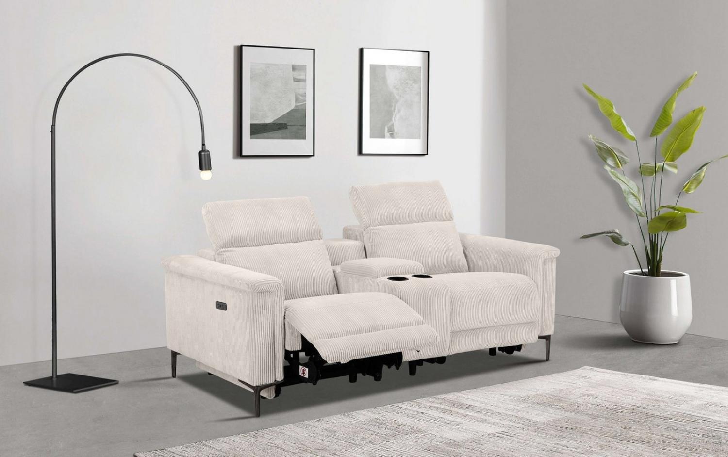 Places of Style 2-Sitzer Lund in Cord, 2er-Kinosofa, TV-Sessel, Multimedia-Sofa, m. elektrischer o. manueller Relaxfunktion, Getränkehalter u. Staufach Bild 1