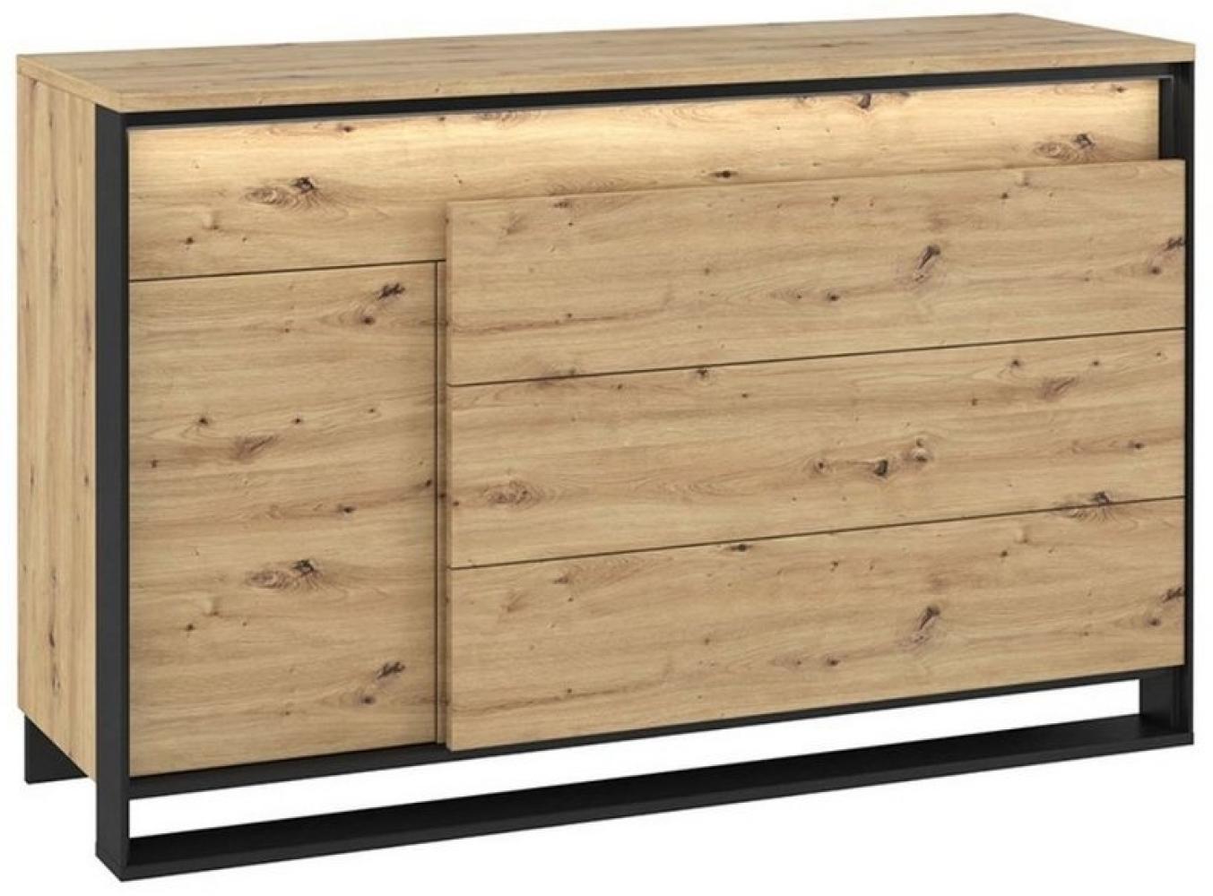 Compleo Kommode LIMA Sideboard mit 4 Schubladen, Mehrzweckschrank mit LED-Beleuchtung Bild 1