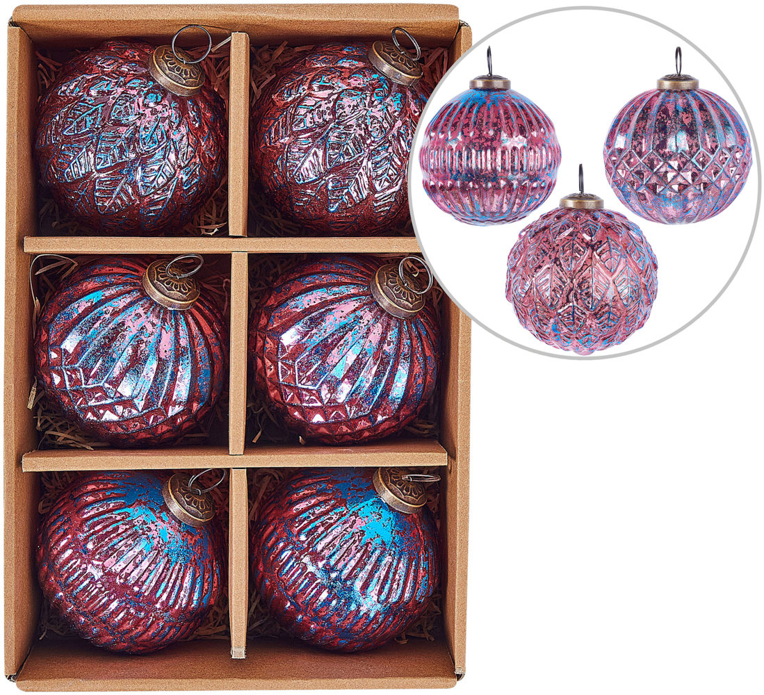 Weihnachtskugel 6er Set ASTRAL Glas Rosa Bild 1